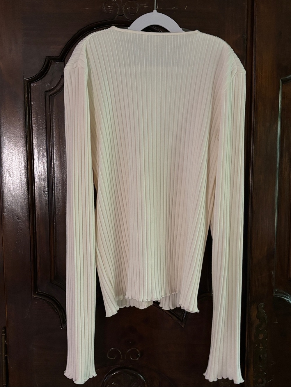 Vince Cream Ribbed Button-Front Cardigan - Picture 5 of 5